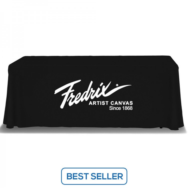 Black Table Throw 1 Color Logo Print 6 ft. or 8ft. ( 3-sided or 4-sided option)